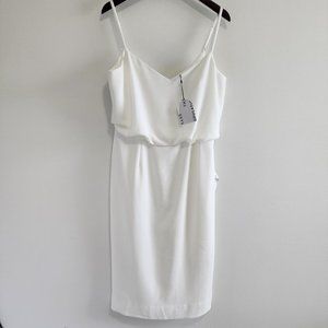 Dress the Population Dress Womens Large White Sheath Strap Blouson Alondra Strap